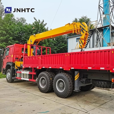 HOWO ट्रेट आर्म क्रेन ट्रक 6X4 10 पहिया 340hp 10 टन कार्गो ट्रक क्रेन के साथ