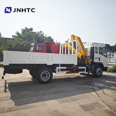 HOWO कार्गो ले जाने वाला क्रेन ट्रक 290HP बेल्ट सीढ़ी 5 टन रेलबोर्ड फ्लैट प्लेट कार्गो ट्रक