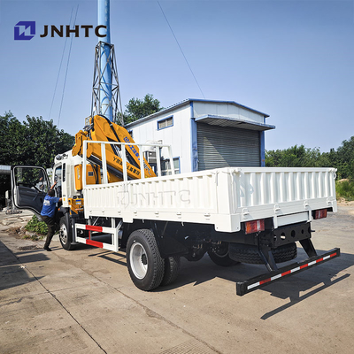 HOWO कार्गो ले जाने वाला क्रेन ट्रक 290HP बेल्ट सीढ़ी 5 टन रेलबोर्ड फ्लैट प्लेट कार्गो ट्रक