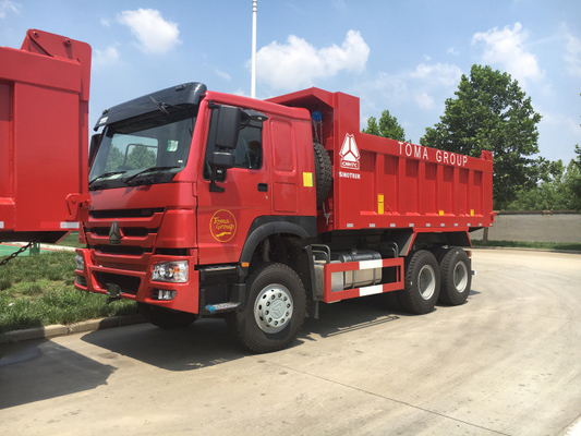 SINOTRUK HOWO 6x4 डंप ट्रक 18 सीबीएम एचएफ 9 फ्रंट एक्सेल और एचसी 16 रीयर एक्सल के साथ