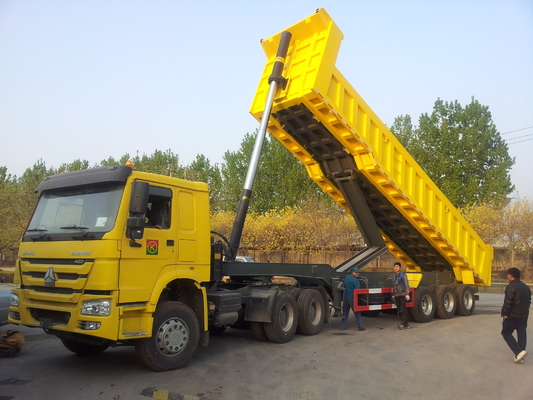 बॉक्स एक्सरे के लिए 3 एक्सल 50 - 70T सिनोट्रुक CIMC 45cbm टिपर डंप ट्रक ट्रेलर