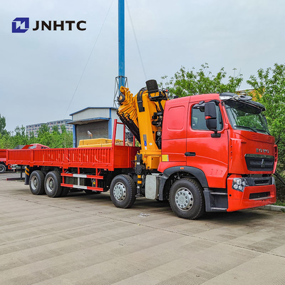 Howo T7H ब्रांड न्यू 8*4 12 पहिया 40 टन 380HP क्रेन माउंट मैक्स 16 टन आर्म कार्गो क्रेन ट्रक के साथ
