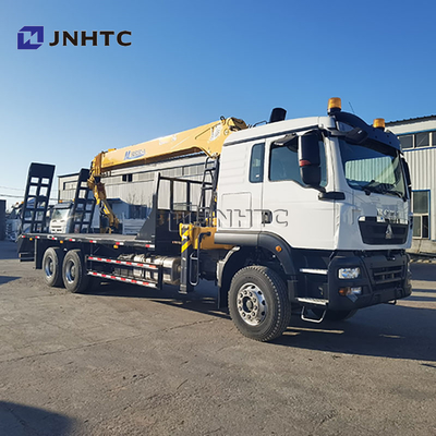 बिक्री के लिए नया HOWO TX380 6x4 12T फ्लैटबेड ड्रॉपसाइड क्षमता कार्गो परिवहन ट्रक सीधा आर्म बूम क्रेन ट्रक