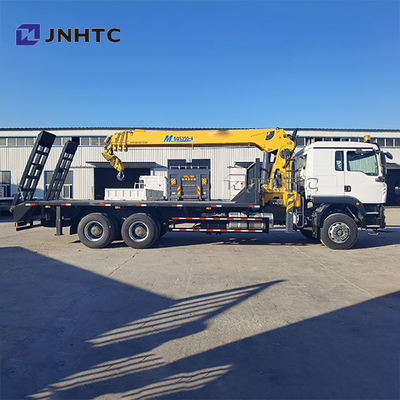 बिक्री के लिए नया HOWO TX380 6x4 12T फ्लैटबेड ड्रॉपसाइड क्षमता कार्गो परिवहन ट्रक सीधा आर्म बूम क्रेन ट्रक