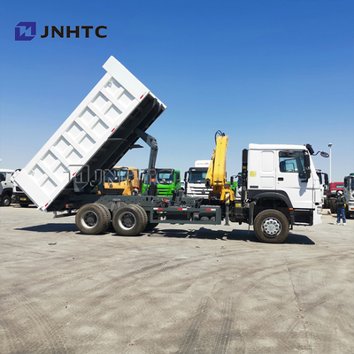 सिनोट्रुक होवो 6x4 371hp डंप ट्रक क्रेन के साथ 10 टन सिंगापुर ट्रक घुड़सवार दूरबीन बूम क्रेन