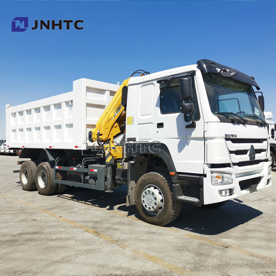 सिनोट्रुक होवो 6x4 371hp डंप ट्रक क्रेन के साथ 10 टन सिंगापुर ट्रक घुड़सवार दूरबीन बूम क्रेन