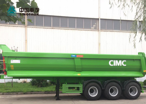 CIMC 3 एक्सल 40CBM U आकार रियर डंप ट्रेलर / टिप ट्रेलर लंबी सेवा जीवन