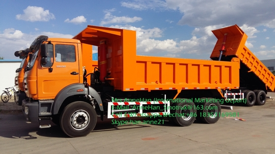 Beiben NG80 6x4 380hp डंप हैवी टिपर ट्रक ऑरेंज कलर फ्रंट लिफ्ट