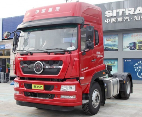 SINOTRUK STEYR 4X2 ट्रैक्टर ट्रेलर डंप ट्रक लाल रंग में 8-20 टन के लिए