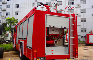 बचाव फायर ट्रक 4x2 251hp - 350hp SINOTRUK HOWO अग्निशमन ट्रक 6m3 मीटर पानी की टंकी
