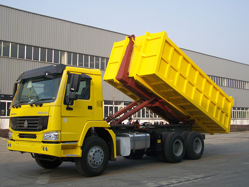 HOWO 6X4 गाड़ी हटाने योग्य कचरा संग्रह ट्रक पीला रंग 290/336 / 371hp