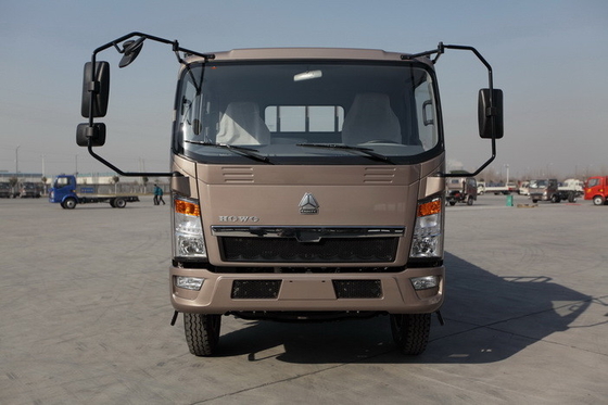 HOWO 4x2 लाइट ड्यूटी कमर्शियल ट्रक्स फ्यूल सेविंग ब्राउन कलर 160hp 8.2t रियर एक्सल