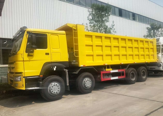 HOWO 8x4 हैवी ड्यूटी डंप ट्रक, LHD सिनोट्रुक टिपर ट्रक येलो कलर