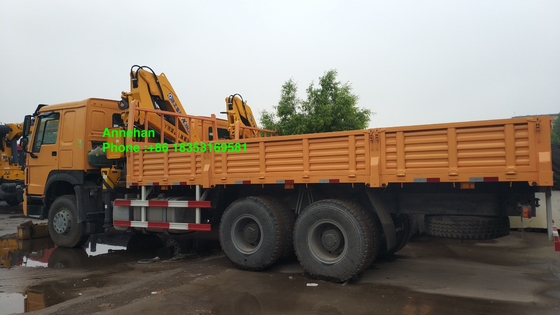 10T 6500mm कार्गो बॉक्स Sinotruk Howo7 ट्रक घुड़सवार क्रेन