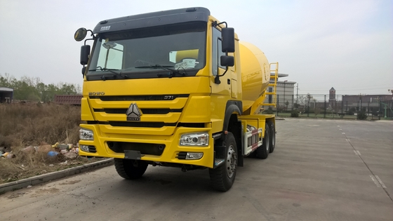 6x4 12 घन मीटर Sinotruk Howo मोबाइल कंक्रीट मिक्सर ट्रक Sinotruk Howo पीला रंग