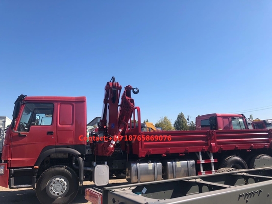 450hp 6 * 4 हैवी कार्गो ट्रक 12T टेलिस्कोपिंग बूम माउंटेड क्रेन