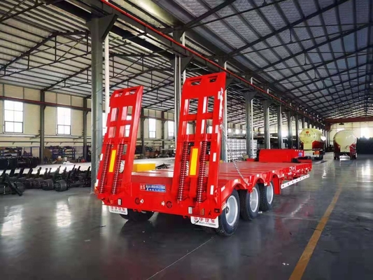 परिवहन वाहनों के लिए JNHTC 80 टन सेमी कम डेक गॉज़नेक ट्रेलर 3 एक्सल