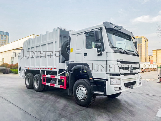 6x4 10 पहिए 16CBM वेस्ट कॉम्पेक्टर ट्रक हैंगिंग बकेट